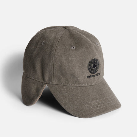 AUTUMN Washed Canvas Flap Cap - Pebble