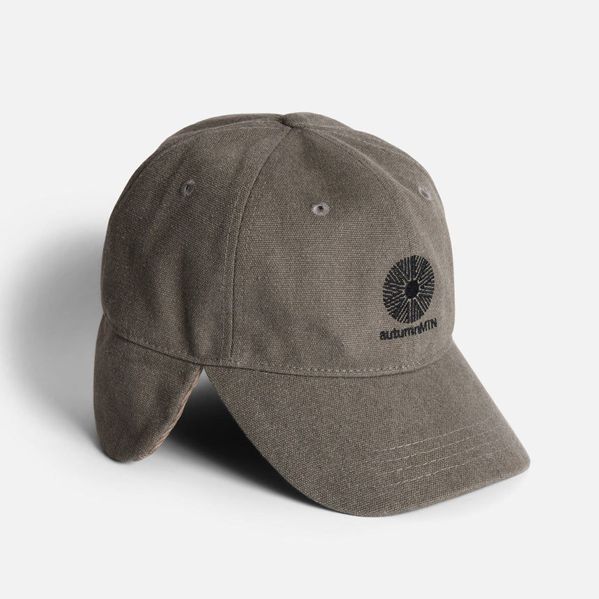 AUTUMN Washed Canvas Flap Cap - Pebble