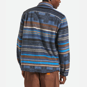 BRIXTON Bowery Arctic Stretch Fleece - Mood Indigo Blanket Stripe
