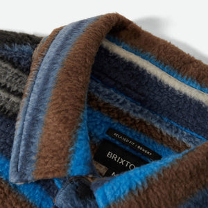 BRIXTON Bowery Arctic Stretch Fleece - Mood Indigo Blanket Stripe
