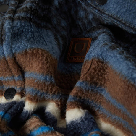 BRIXTON Bowery Arctic Stretch Fleece - Mood Indigo Blanket Stripe