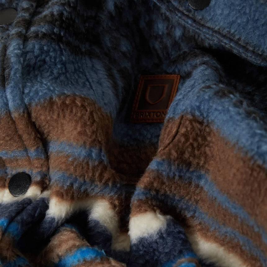 BRIXTON Bowery Arctic Stretch Fleece - Mood Indigo Blanket Stripe