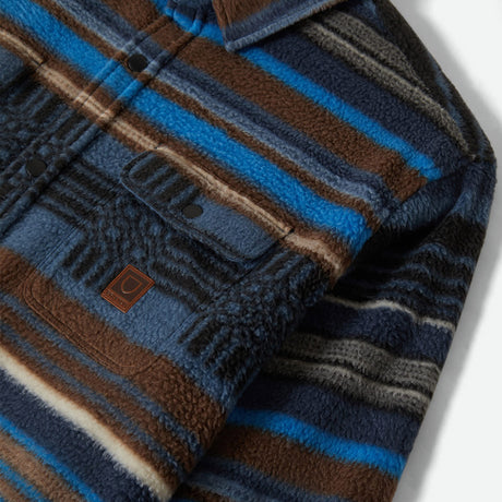 BRIXTON Bowery Arctic Stretch Fleece - Mood Indigo Blanket Stripe