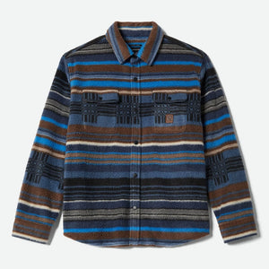 BRIXTON Bowery Arctic Stretch Fleece - Mood Indigo Blanket Stripe