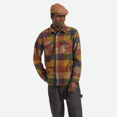 BRIXTON Bowery Arctic Stretch Fleece - Rust/Copper Plaid