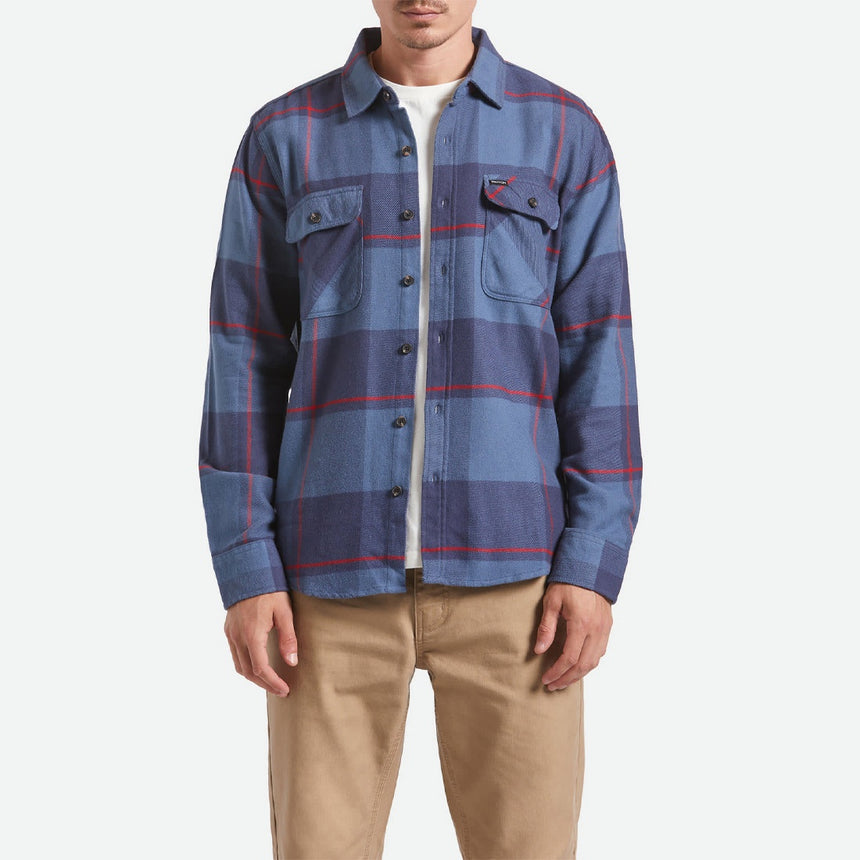 BRIXTON Bowery Flannel - Bering Sea/Mood Indigo/Adrenal