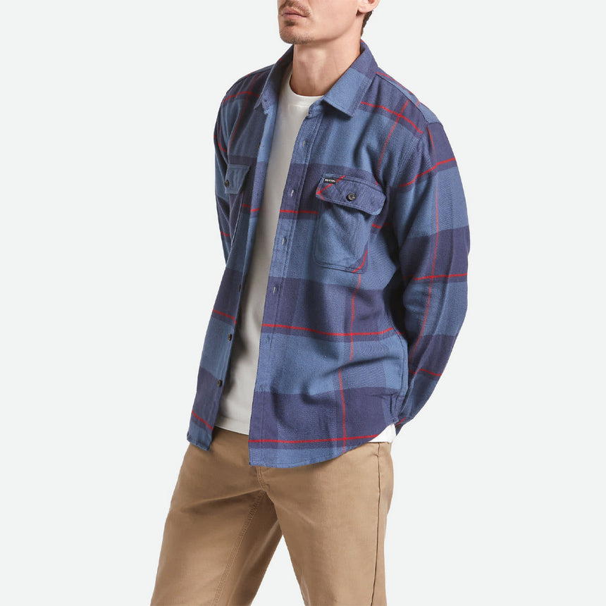 BRIXTON Bowery Flannel - Bering Sea/Mood Indigo/Adrenal