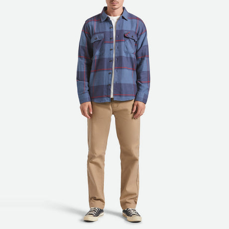 BRIXTON Bowery Flannel - Bering Sea/Mood Indigo/Adrenal