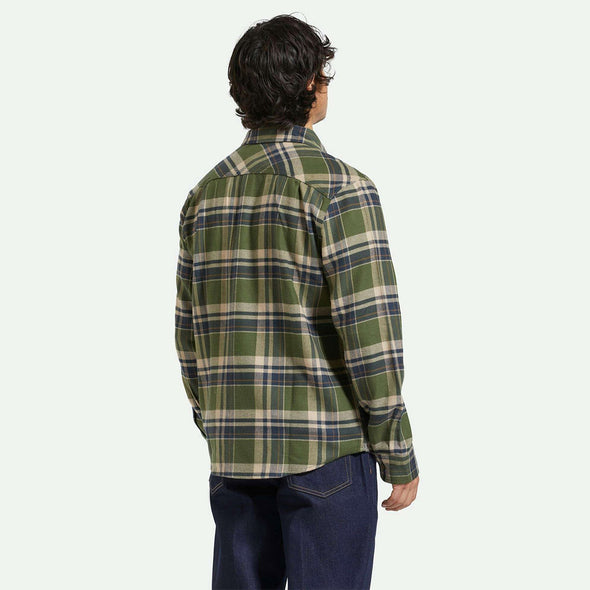 BRIXTON Bowery Flannel - Cypress Green/Washed Navy/White