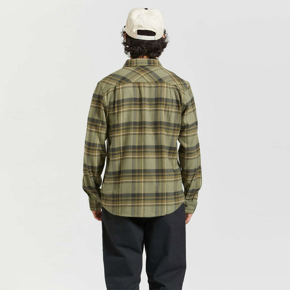 BRIXTON Bowery Flannel - Vetiver/Laurel Wreath/Washed Black