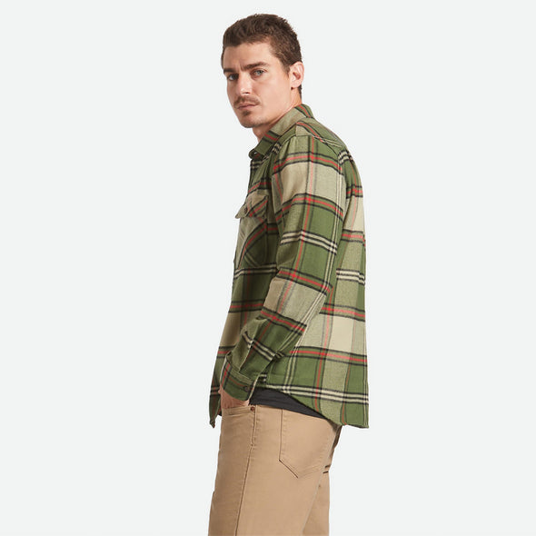 BRIXTON Bowery Flannel - Wild Green/Elm/Adrenaline Rush