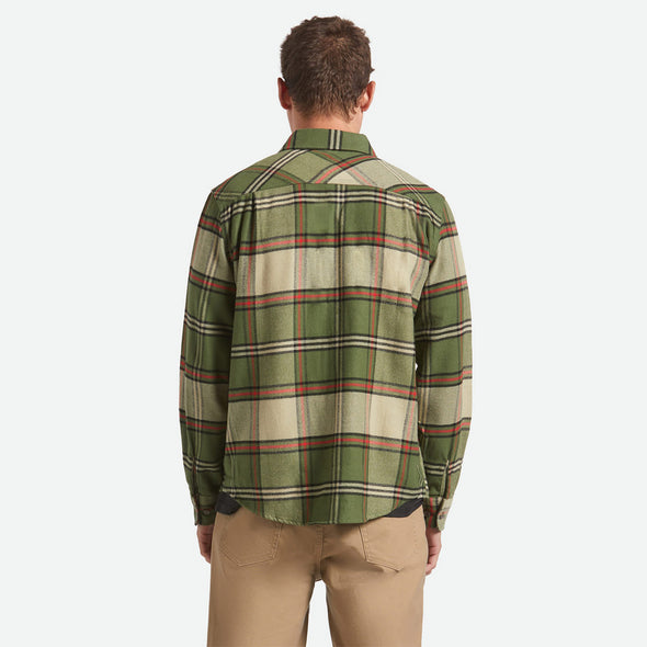 BRIXTON Bowery Flannel - Wild Green/Elm/Adrenaline Rush