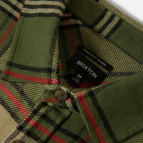 BRIXTON Bowery Flannel - Wild Green/Elm/Adrenaline Rush