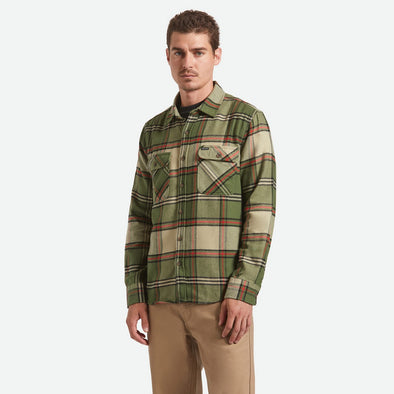 BRIXTON Bowery Flannel - Wild Green/Elm/Adrenaline Rush