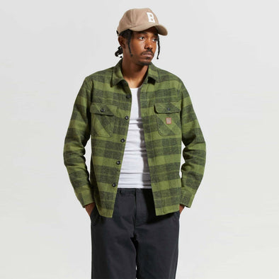 BRIXTON Bowery Heavyweight Flannel - Cypress Green/Black