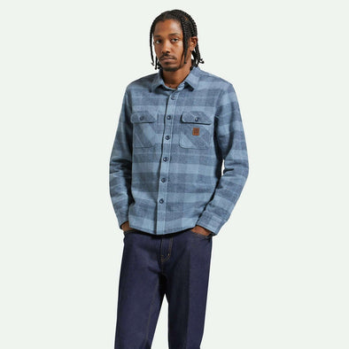 BRIXTON Bowery Heavyweight Flannel - Mirage Blue/Washed Navy