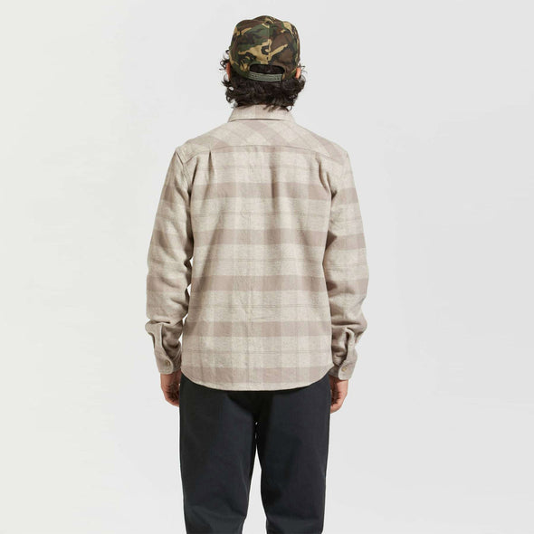 BRIXTON Bowery Heavyweight Flannel - Off White/Cinder Grey