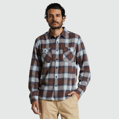 BRIXTON Bowery Lightweight Ultra Soft Flannel - Washed Navy/Dusty Blue