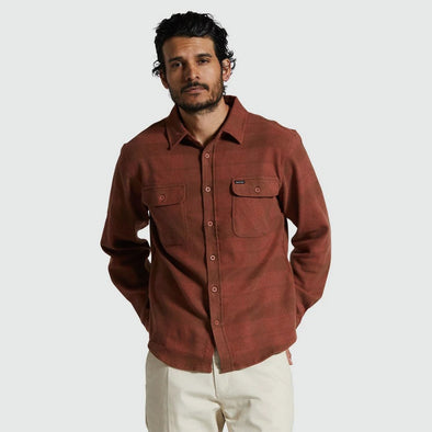 BRIXTON Bowery Stretch Water Resistant Flannel - Sepia/Terracotta