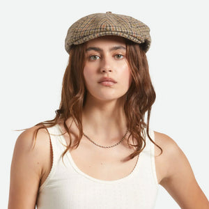BRIXTON Brood Snap Cap - Oatmeal/Charcoal Houndstooth