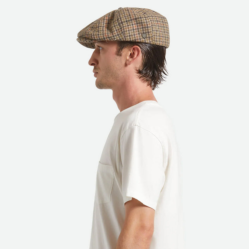 BRIXTON Brood Snap Cap - Oatmeal/Charcoal Houndstooth