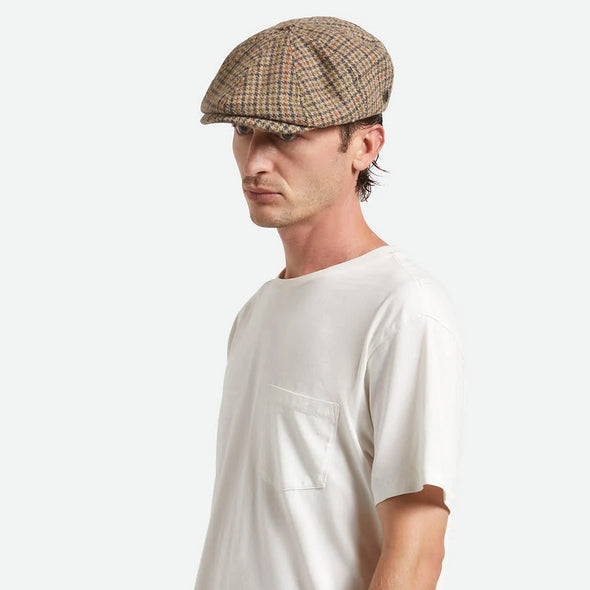 BRIXTON Brood Snap Cap - Oatmeal/Charcoal Houndstooth