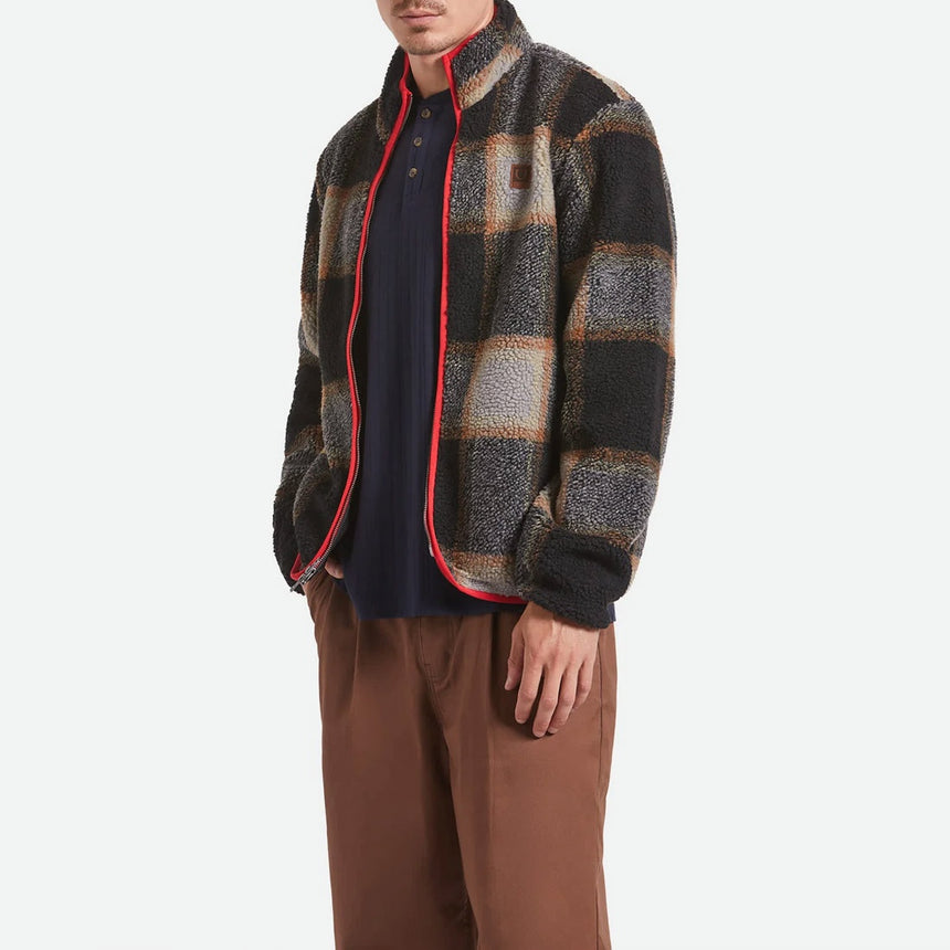 BRIXTON Buffalo Plaid Sherpa Full Zip - Black/Cream