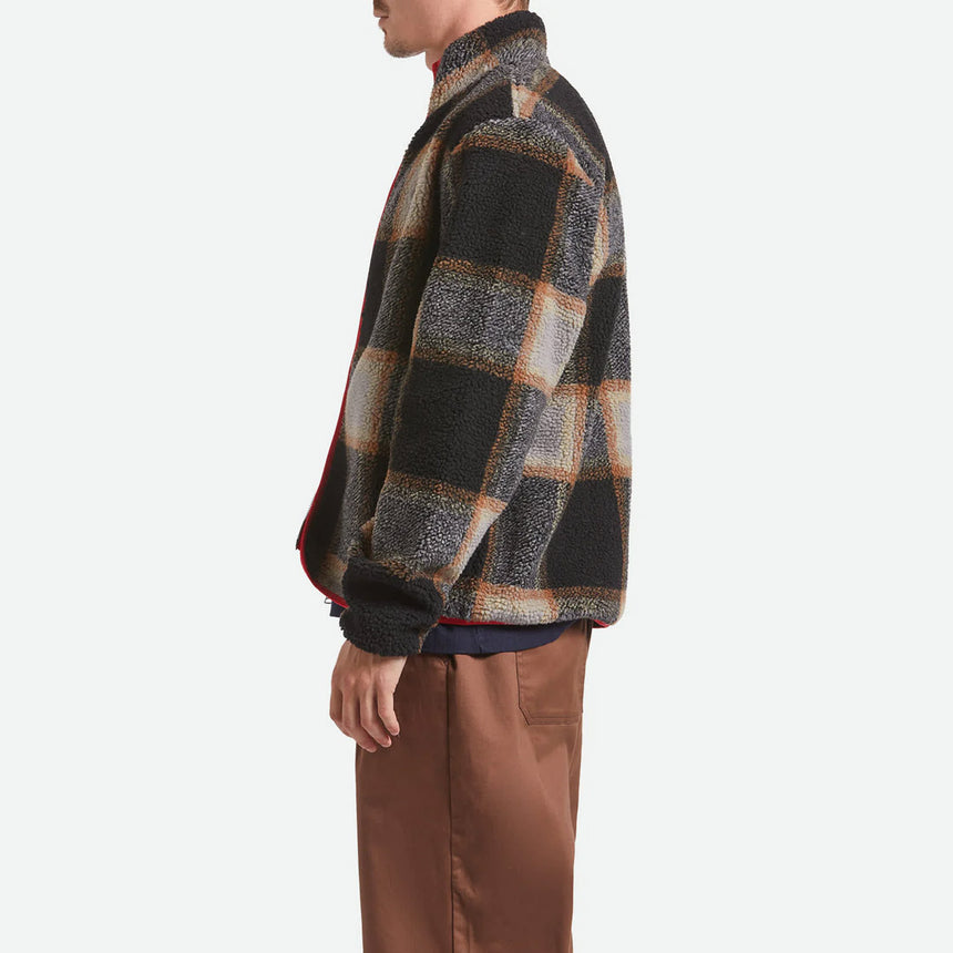BRIXTON Buffalo Plaid Sherpa Full Zip - Black/Cream