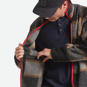 BRIXTON Buffalo Plaid Sherpa Full Zip - Black/Cream