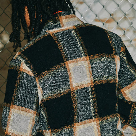 BRIXTON Buffalo Plaid Sherpa Full Zip - Black/Cream