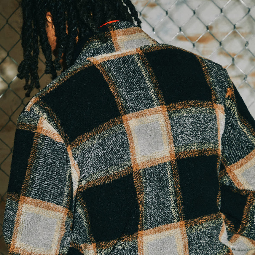 BRIXTON Buffalo Plaid Sherpa Full Zip - Black/Cream