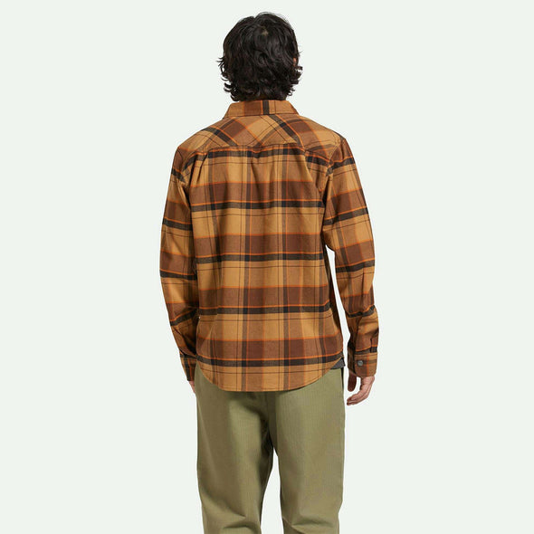 BRIXTON Builders Bowery Stretch Water-Resistant Flannel - Burro Brown/Pinecone Brown/Black