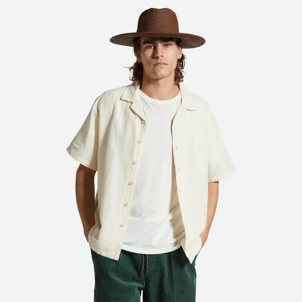 BRIXTON Bunker Linen Short Sleeve Shirt - Whitecap