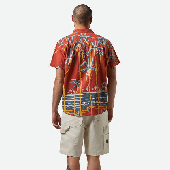 BRIXTON Charter Print Short Sleeve Shirt - Dark Red Scenic Trip