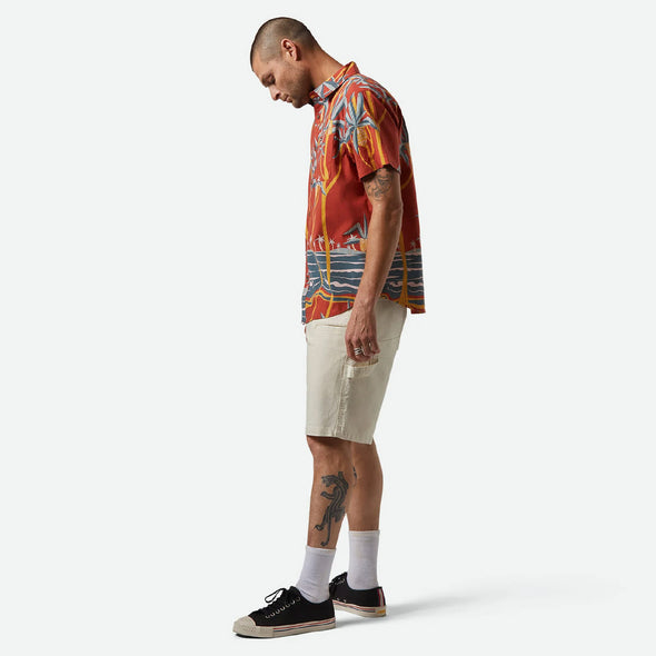 BRIXTON Charter Print Short Sleeve Shirt - Dark Red Scenic Trip