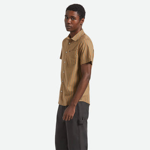 BRIXTON Charter Stripe Short Sleeve Shirt - Rustic Orange/Night Sage