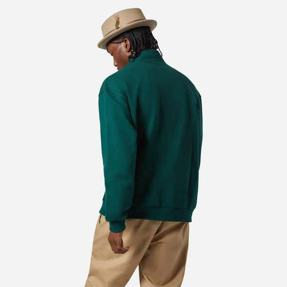 BRIXTON Embroidered Heavyweight Half Zip - Deep Emerald