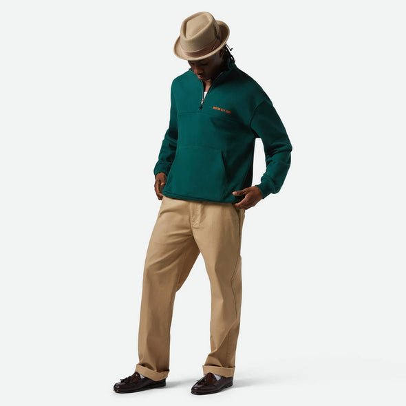 BRIXTON Embroidered Heavyweight Half Zip - Deep Emerald