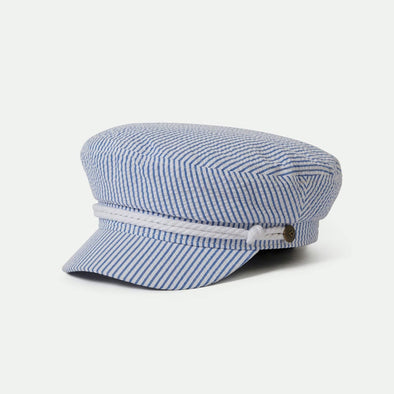 BRIXTON Fiddler Cap - Off White/Blue Seersucker