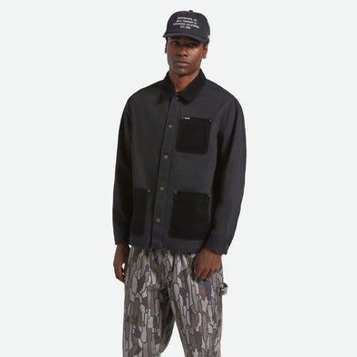 BRIXTON Herringbone Lightweight Chore Coat - Black Herringbone