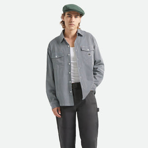 BRIXTON Journey Lightweight Long Sleeve Shirt - Navy/White Stripe