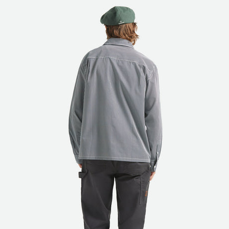 BRIXTON Journey Lightweight Long Sleeve Shirt - Navy/White Stripe