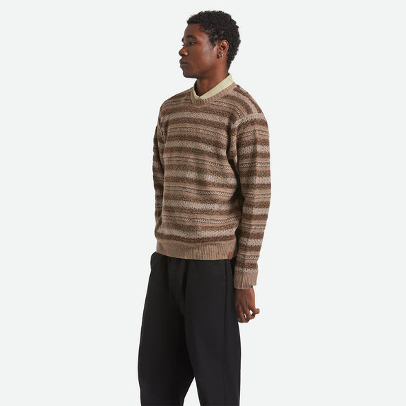 BRIXTON Midnight Crew Sweater - Multi Neutral Stripe