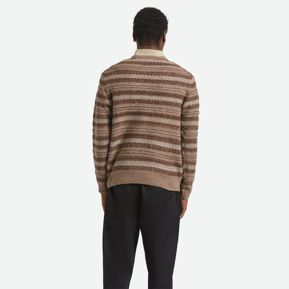 BRIXTON Midnight Crew Sweater - Multi Neutral Stripe