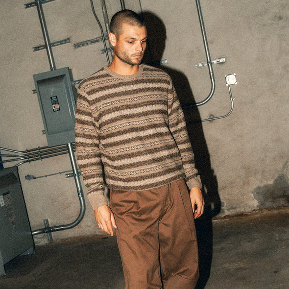 BRIXTON Midnight Crew Sweater - Multi Neutral Stripe
