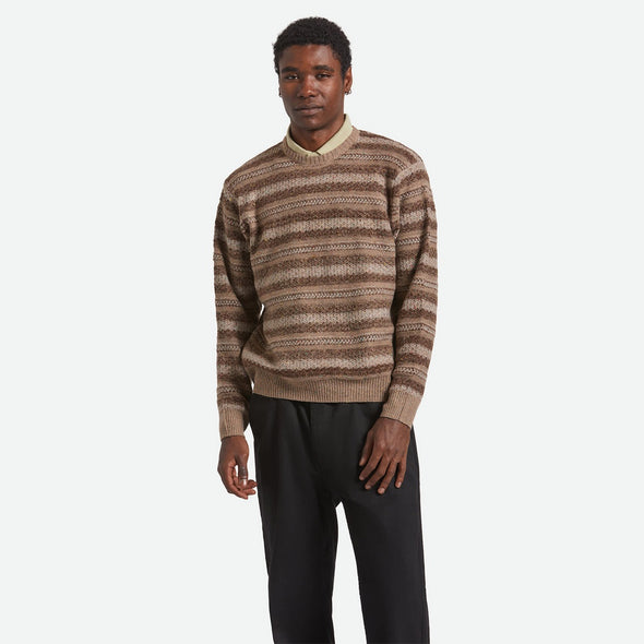 BRIXTON Midnight Crew Sweater - Multi Neutral Stripe