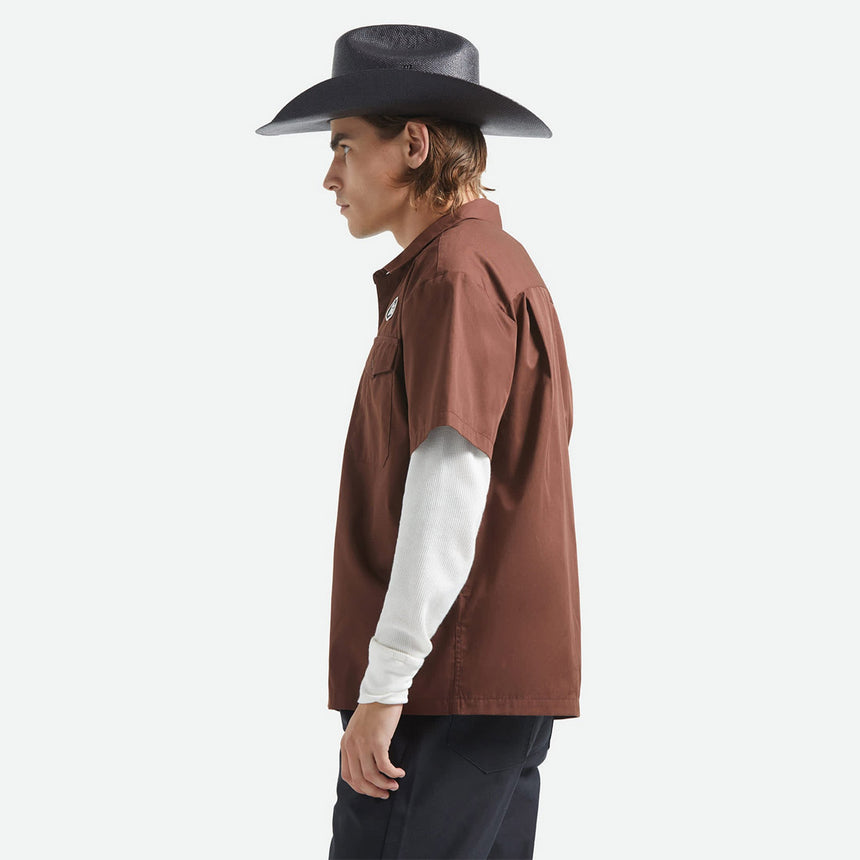 BRIXTON Olson Short Sleeve Shirt - Chocolate