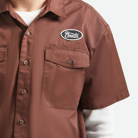 BRIXTON Olson Short Sleeve Shirt - Chocolate