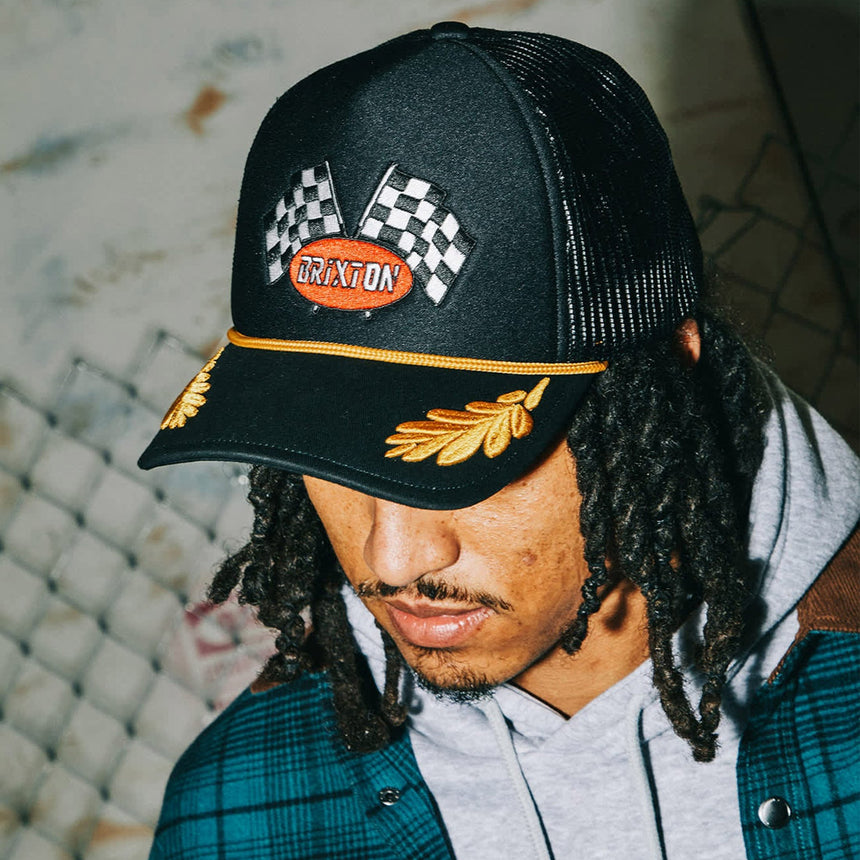 BRIXTON Podium Netplus Trucker Hat - Black/Black