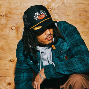 BRIXTON Podium Netplus Trucker Hat - Black/Black